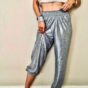Anthropologie Metallic Silver Jogger Style Dress Pant Size XS